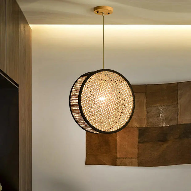Design Hängelampe mit Flechtmuster Rattan Deko