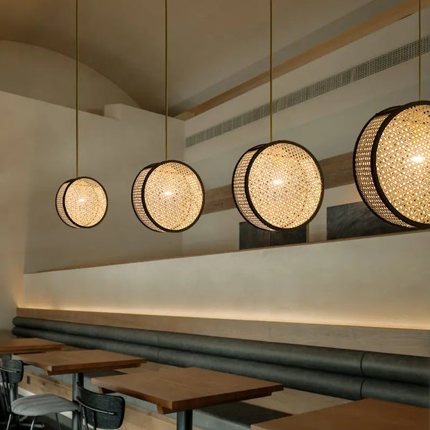 Design Hängelampe mit Flechtmuster Rattan Deko