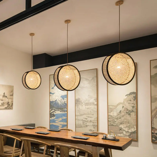 Design Hängelampe mit Flechtmuster Rattan Deko