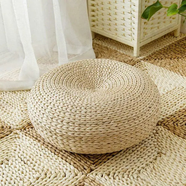 Runder Rattan-Pouf Rattan Deko