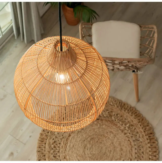 Große Rattan-Hängelampe Rattan Deko