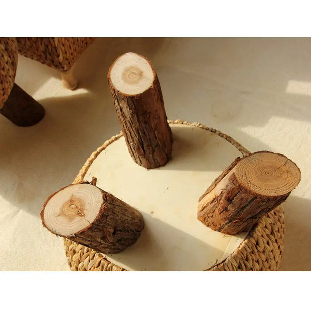 Rattan Pouf Hocker Holz Rattan Deko