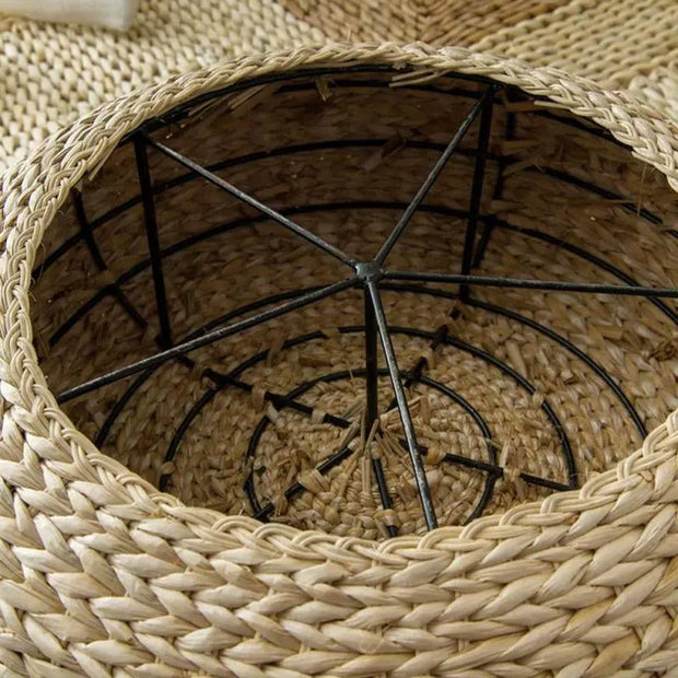 Runder Rattan-Pouf Rattan Deko