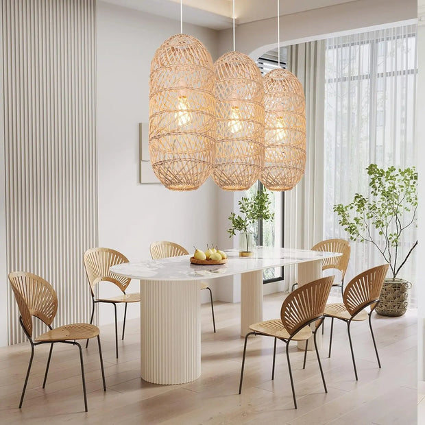 Geflochtener Zylinder-Korblampen aus Rattan Rattan Deko