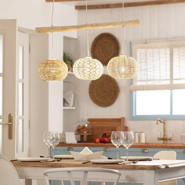 Hängelampe aus Rattan und Treibholz Rattan Deko