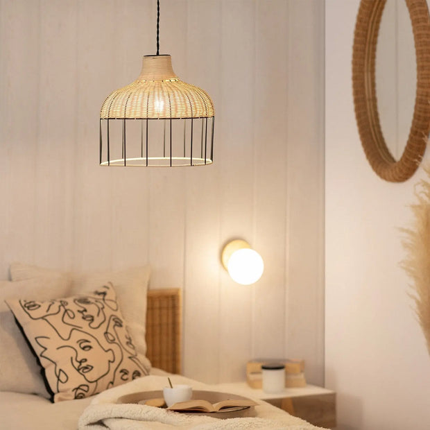 Hängelampe aus Weide & Metall Rattan Deko