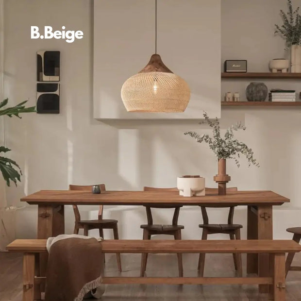 Rattan & Holz Hängeleuchte | BALI - Rattan Deko