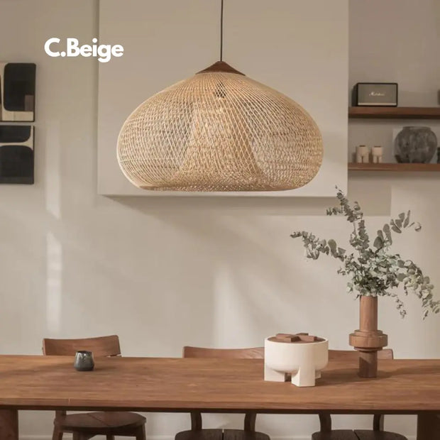 Rattan & Holz Hängeleuchte | BALI - Rattan Deko