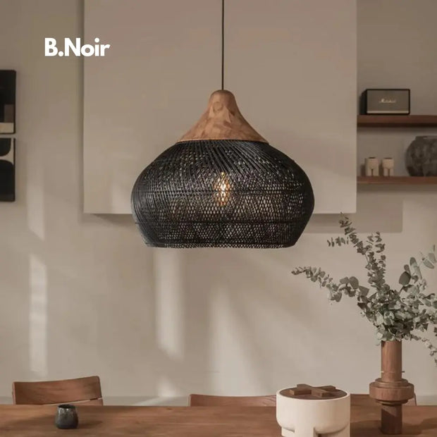Rattan & Holz Hängeleuchte | BALI - Rattan Deko