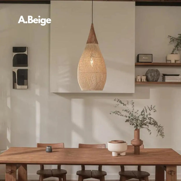 Rattan & Holz Hängeleuchte | BALI - Rattan Deko