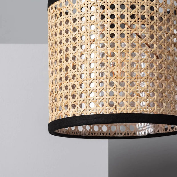 Geflecht und Schwarz Hängelampe Rattan Deko