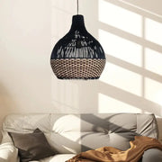 Schwarze Korbpendelleuchte Rattan Deko