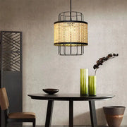 Metall- und Rattan-Hängelampe Rattan Deko