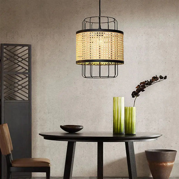 Metall- und Rattan-Hängelampe Rattan Deko