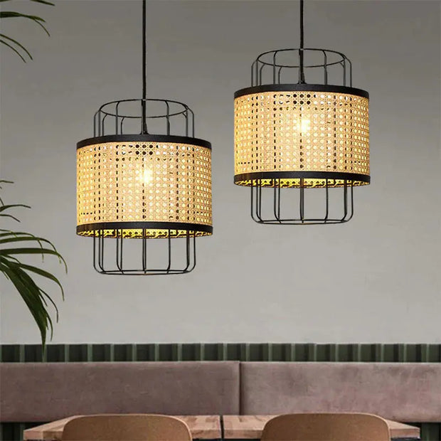 Metall- und Rattan-Hängelampe Rattan Deko