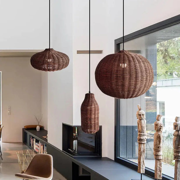 Braune Weidenhängelampe | COSYNEST - Rattan Deko
