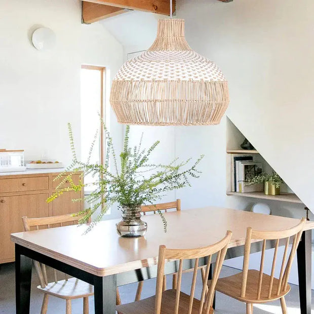 Skandinavische Rattan-Hängeleuchte Rattan Deko