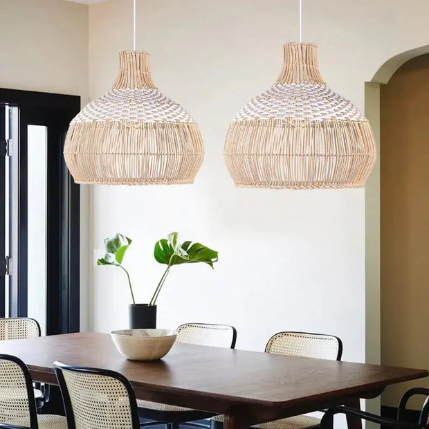 Skandinavische Rattan-Hängeleuchte Rattan Deko