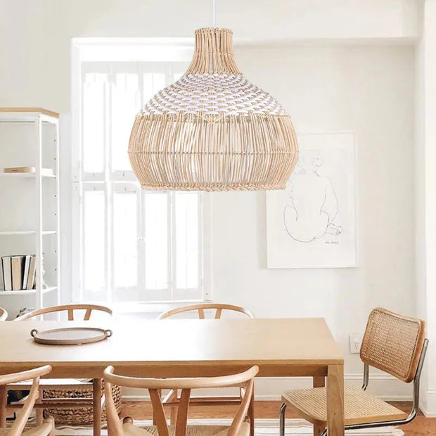 Skandinavische Rattan-Hängeleuchte Rattan Deko