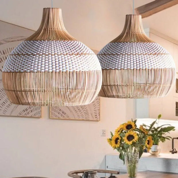 Skandinavische Rattan-Hängeleuchte | POLAIRE - Rattan Deko