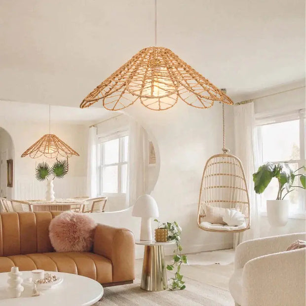 Blumen-Rattan-Hängeleuchte | LIANA - Rattan Deko