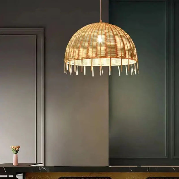 Küchenhängelampe aus Weide Rattan Deko