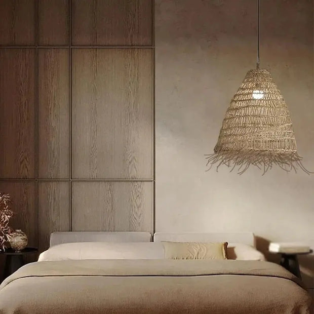 Kegelförmige Rattan-Hängeleuchte Rattan Deko