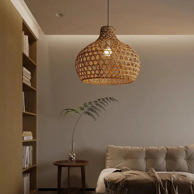 Geflochtene Rattan-Hängeleuchte Rattan Deko