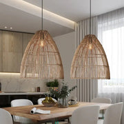 Längliche Rattan-Hängeleuchte Rattan Deko