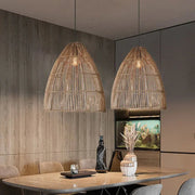 Längliche Rattan-Hängeleuchte Rattan Deko