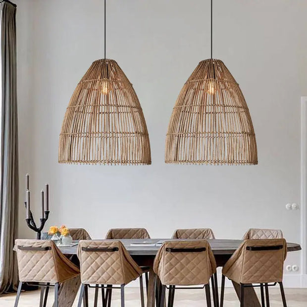 Längliche Rattan-Hängeleuchte Rattan Deko