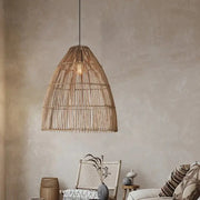 Längliche Rattan-Hängeleuchte Rattan Deko