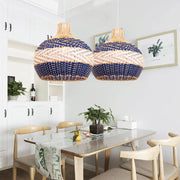 Blaue Rattan-Hängeleuchte | OCÉANE - Rattan Deko