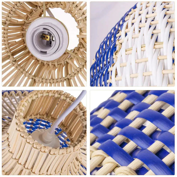 Blaue Rattan-Hängeleuchte | OCÉANE - Rattan Deko