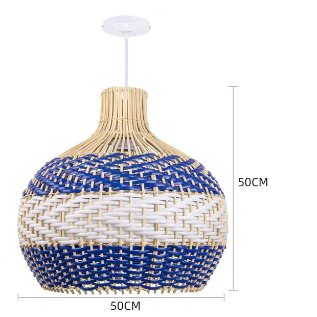 Blaue Rattan-Hängeleuchte | OCÉANE - Rattan Deko