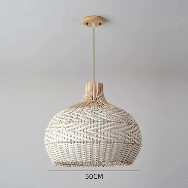 Weiße Korbhängelampe | CACHER - Rattan Deko