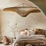 Flache Rattan-Hängeleuchte Rattan Deko
