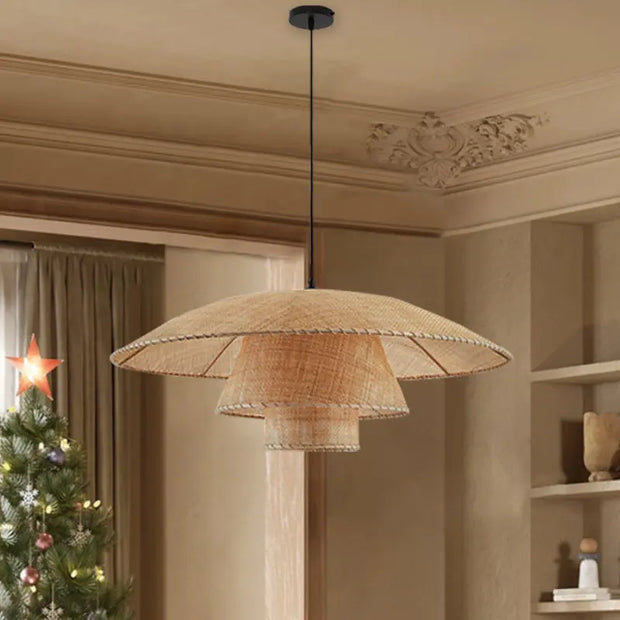 Japanische Rattan-Hängeleuchte Rattan Deko