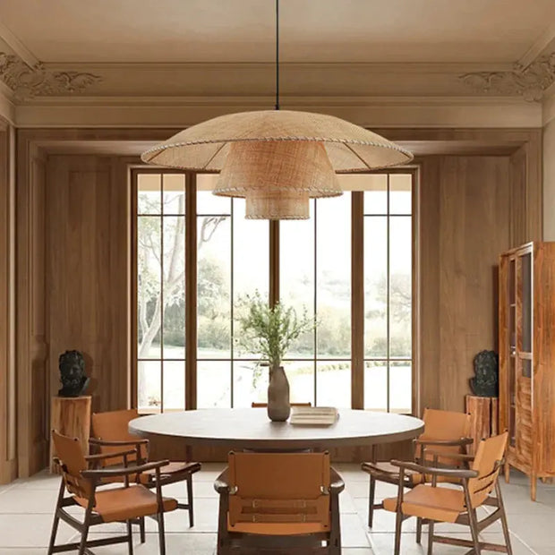 Japanische Rattan-Hängeleuchte Rattan Deko