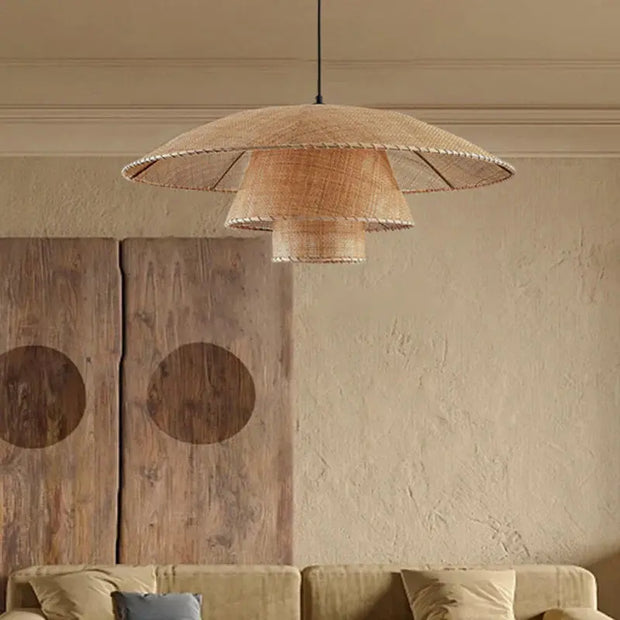 Japanische Rattan-Hängeleuchte Rattan Deko