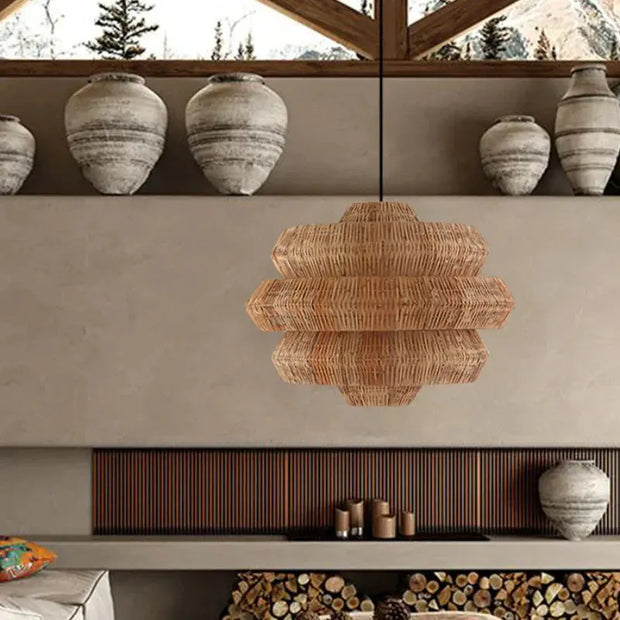 Terrakotta Rattan Hängeleuchte Rattan Deko