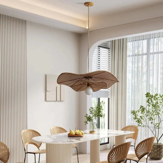 Hängelampe Flechtwerk Blume Rattan Deko