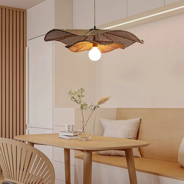 Hängelampe Flechtwerk Blume Rattan Deko