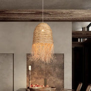 Fransiger Rattan-Hängeleuchte Bohème | LIVIA - Rattan Deko