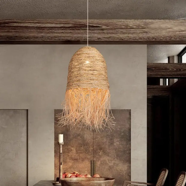 Fransiger Rattan-Hängeleuchte Bohème | LIVIA - Rattan Deko