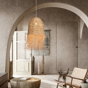 Fransiger Rattan-Hängeleuchte Bohème | LIVIA - Rattan Deko