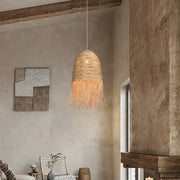 Fransiger Rattan-Hängeleuchte Bohème Rattan Deko