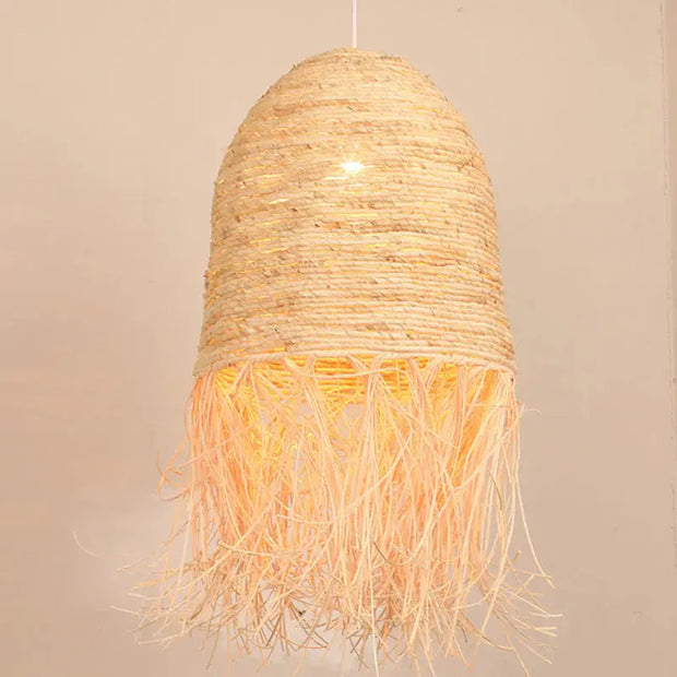Fransiger Rattan-Hängeleuchte Bohème | LIVIA - Rattan Deko