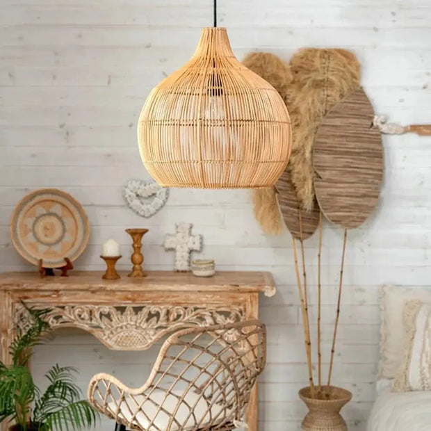 Große Rattan-Hängelampe Rattan Deko