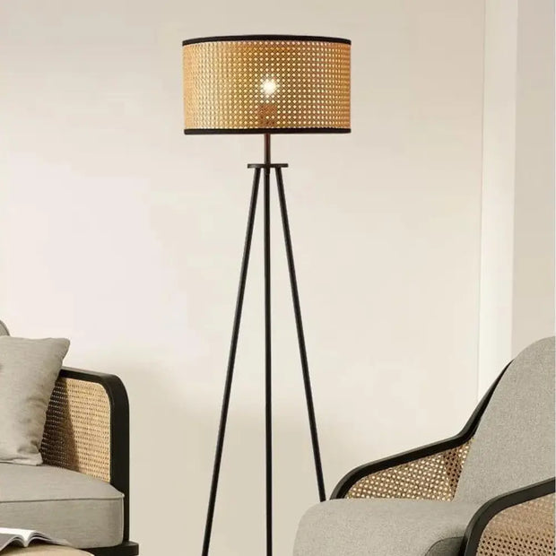 Lampadaire Trépied Cannage für stilvolle Beleuchtung Rattan Deko